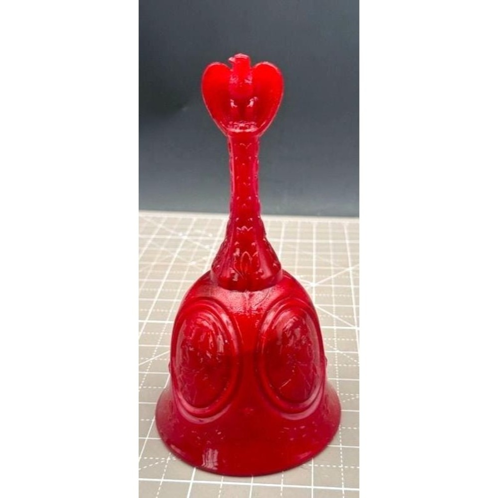 Vintage Fenton Bell Red Slag Glass Bicentennial Eagle Glows with UV Cadmium 6.5"
